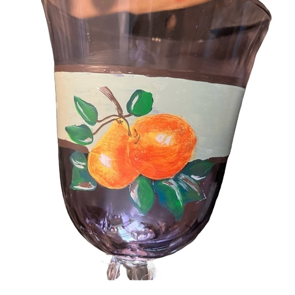 Set 4 Pear Jumbo Painted Goblets Black Tinted Heavy Twist Stem 8x4” - Picture 5 of 7